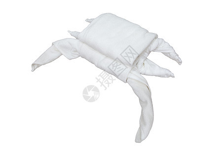 白毛巾 以螃蟹的形式 孤立在白色背景上图片