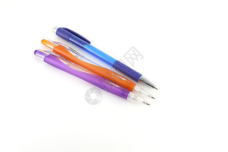 三色笔补给品用具橙子教育蓝色办公室写作商业墨水塑料图片