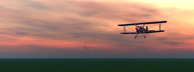 日落前两计划飞机双翼旅游运输空气地平线翅膀客机护航旅行图片