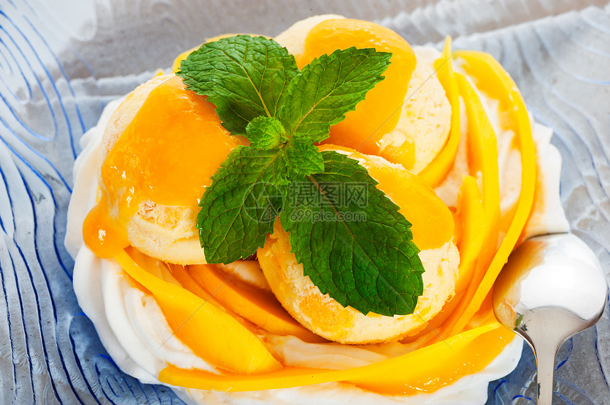 芒果冰淇淋水果食物牛奶草本植物果味蓝色橙子薄荷香草奶制品图片