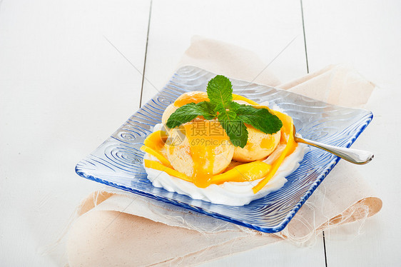 芒果冰淇淋食物草本植物玻璃奶油美食薄荷水果香草果味奶制品图片