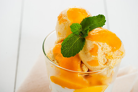 芒果冰淇淋奶油水果橙子玻璃果味薄荷蓝色牛奶草本植物香草图片