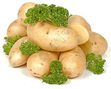土豆和含面卷皮的马铃薯蔬菜宏观饮食香菜白色食物淀粉图片