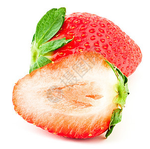 绿叶草莓绿色小吃饮食白色水果叶子甜点食物红色种子图片