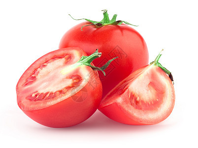青叶番茄绿色红色工作室叶子宏观活力美食蔬菜白色水平图片