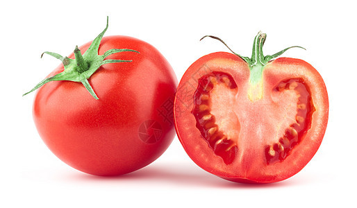 青叶番茄绿色叶子美食蔬菜活力红色宏观白色健康剪裁图片