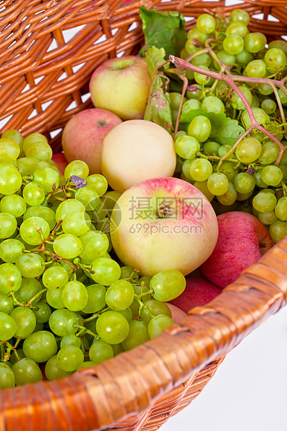 苹果和葡萄味道饮食收成团体维生素甜点静物坡度篮子营养图片