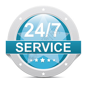 24小时服务质量帮助援助星星保修客户商业徽章公司圆形图片