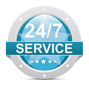 24小时服务质量帮助援助星星保修客户商业徽章公司圆形图片