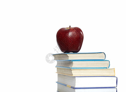 苹果和书本教育图书馆红色图书学习班级水果考试营养学校图片