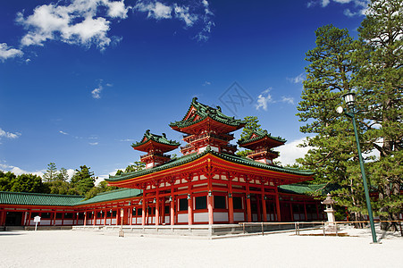 希安神庙地标传统柱子天气宗教蓝色花园神社神道天空图片