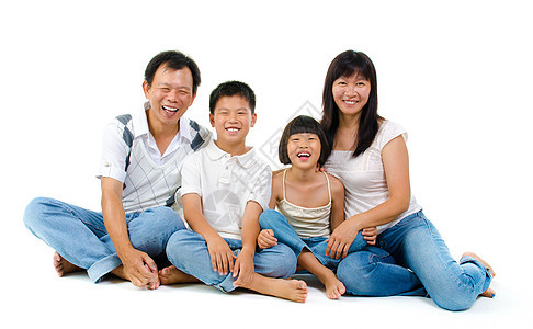 幸福的亚洲家庭全身儿子母亲女儿孩子男性青年女性身体孩子们图片