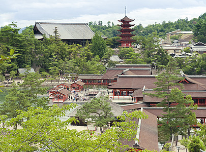 在宫岛视图神社楞严塔高清图片