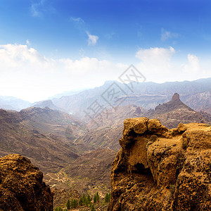 从看大加那利岛 La culata海拔首脑火山地标顶峰石头地球旅行假期岩石图片