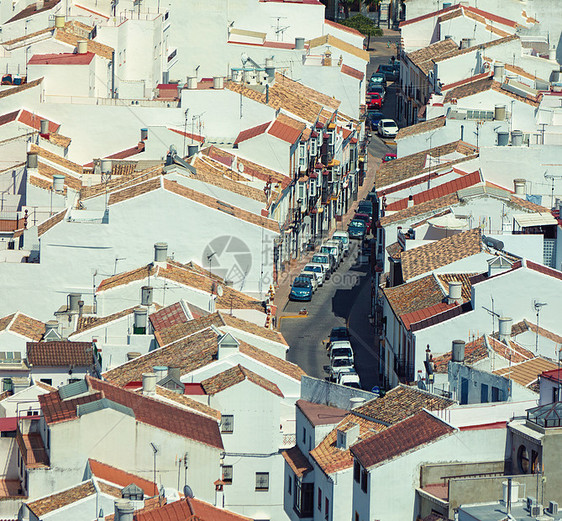 Olvera村粉饰城市街道文化房子旅游爬坡地标景观旅行图片
