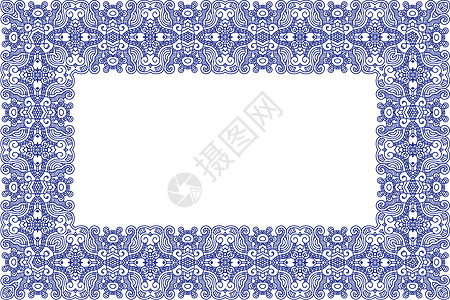 矢量装饰设计元件边界花丝插图丝带尖塔漩涡滚动卡片蓝色装饰品图片