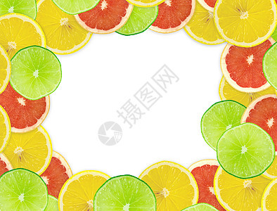 柑橘切片摘要背景 特写 工作室照片框架水果柚子食物肉质圆圈黄色活力绿色柠檬图片