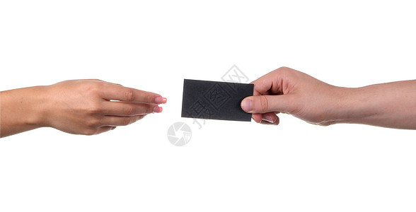 商务人士手持空白纸名片的公证卡展示会议商务男性手臂手指文档问候语信用商业图片