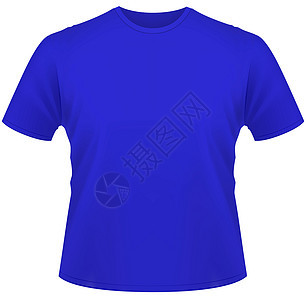 白色背景孤立的蓝色T恤衫男性衬衫男人衣服背景图片
