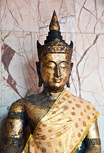 泰王国的布德邦形象金子旅行场景寺庙雕像雕塑长袍藏红花信仰宗教图片