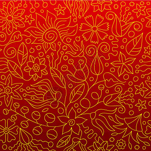 花花模式纺织品插图花园美丽红色墙纸卷曲装饰品植物风格图片