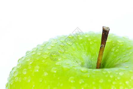 绿苹果收成雨滴果味水果卫生剪裁营养绿色白色饮食图片