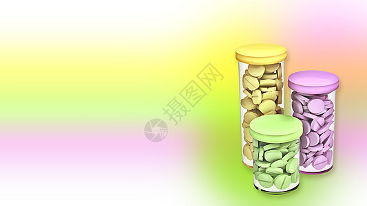 3个装有药丸的注射管处方绿色止痛药黄色管子线条药品药店粉色团体图片