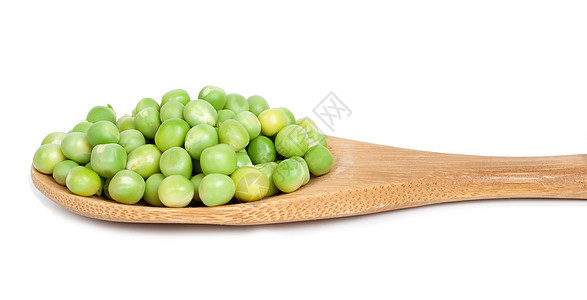 木勺中的绿豆绿色食物勺子蔬菜饮食厨房豆类营养健康圆形图片