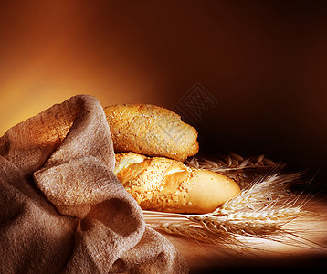 面包饼金子内饰面包早餐包子小麦脆皮耳朵谷物织物图片