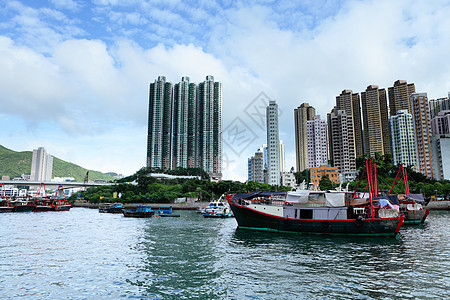 Aberdeen 香港台风避难所风景蓝色阳光钓鱼海洋运输港口绿色血管工业图片