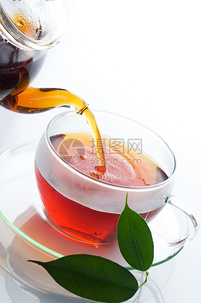 泼泡茶杯子食物药品玻璃酿造蓝色草本植物蒸汽枝条饮料图片