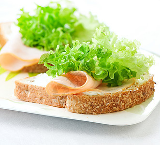 桑威奇蔬菜面包早餐营养午餐小吃叶子美食饮食小麦图片