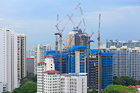 新加坡的建筑工地起重机风景技术承包商住宅城市财政开发商地标摩天大楼图片