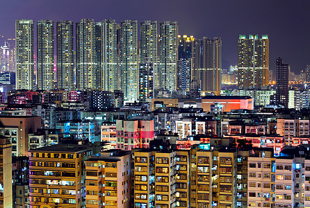 深夜拥挤的香港城市人口旅游游客日落景观办公室摩天大楼旅行建筑地标商业图片