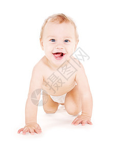 穿尿布的爬行婴儿男孩保健快乐皮肤男性尿布孩子卫生生活育儿青少年图片