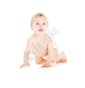 穿尿布的爬行婴儿男孩生活卫生微笑保健皮肤快乐孩子男生男性童年图片