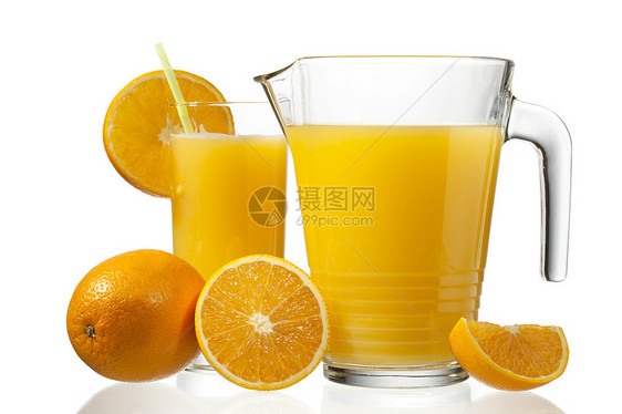 橙果和果汁摄影液体食物维生素饮品营养茶点饮食稻草早餐图片