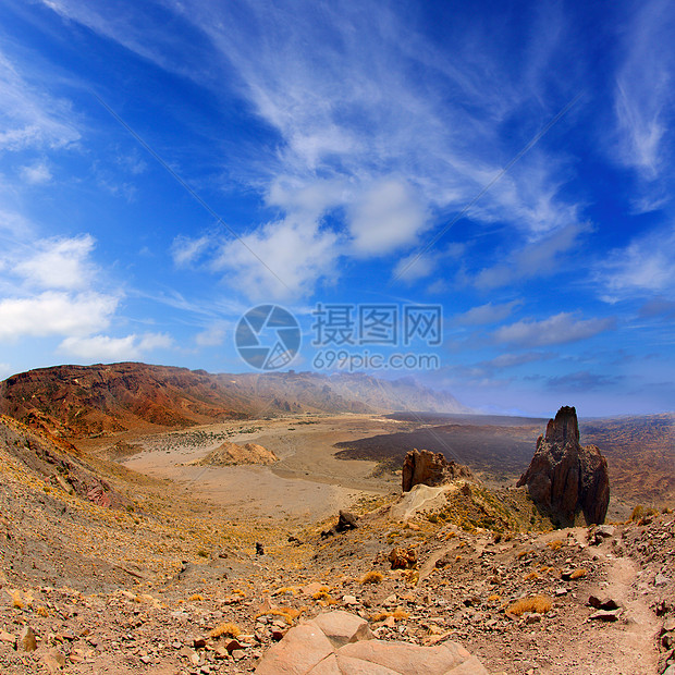 特内里费提德国家公园的加那利群岛岛屿旅行土壤沙漠石头土地首脑蓝色世界遗产晴天图片