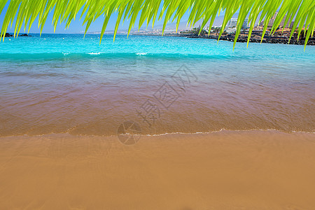 特内里夫的海岸海滩村庄蓝色热带地标旅行岛屿假期支撑波浪天空图片