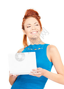 拥有笔记本电脑的幸福妇女成人生意人技术商务女性微笑女孩商业工作人士图片