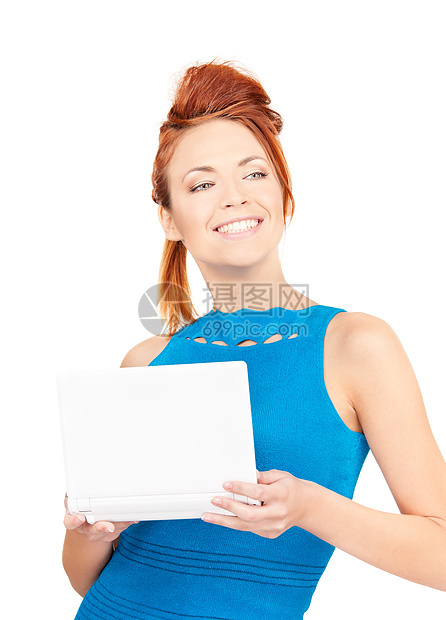 拥有笔记本电脑的幸福妇女成人生意人技术商务女性微笑女孩商业工作人士图片