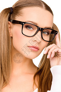吸引有吸引力的年轻女商务人士女孩白色成人学生商务生意头发人士女性眼镜图片