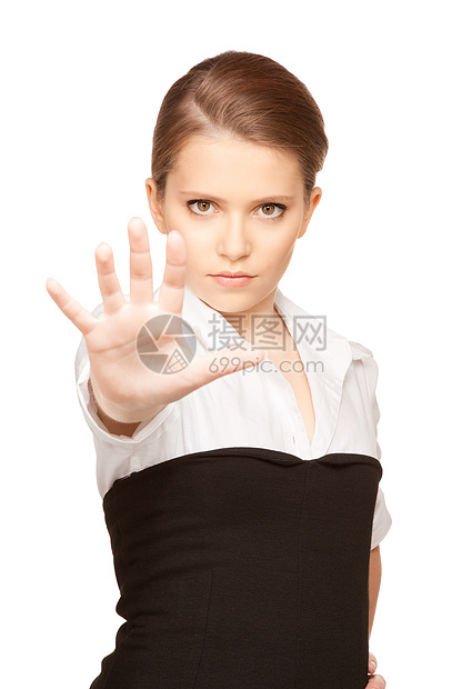 停下来青少年白色禁令女孩商务警告成人棕榈学生女性图片