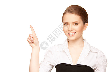 女商务人士指着她的手指采摘行动快乐手势青少年指责女孩手臂学生人士图片