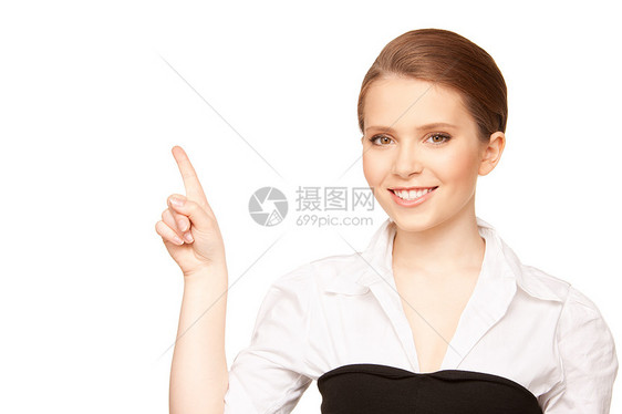 女商务人士指着她的手指采摘行动快乐手势青少年指责女孩手臂学生人士图片