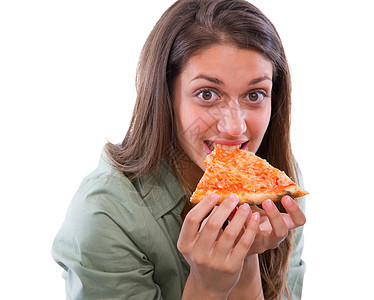 女孩吃比萨饼食物长发黑发拉丁青少年图片