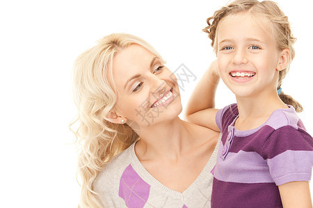 幸福母亲和子女家庭女性女儿女孩妈妈福利金发女郎面孔微笑乐趣图片