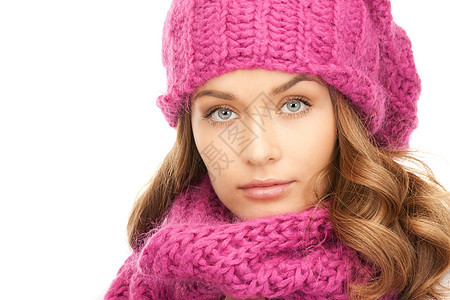 戴冬帽的美女季节帽子头发皮肤羊毛成人棉被女性福利衣服图片