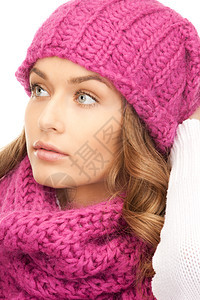 戴冬帽的美女羊毛皮肤衣服女性棉被幸福季节女孩成人福利图片