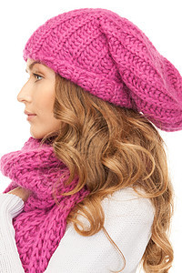 戴冬帽的美女成人皮肤棉被福利羊毛幸福头发女性衣服帽子图片